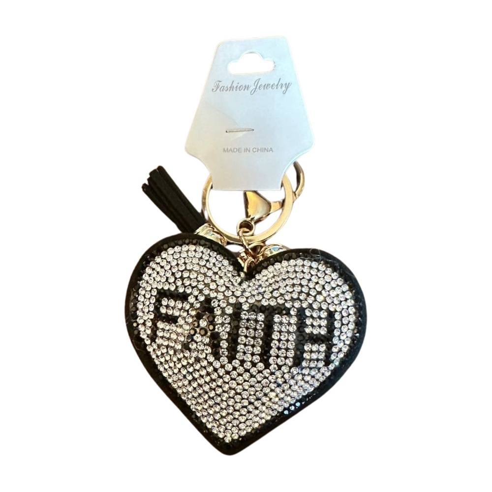 Fashion Jewelry‎ Black and Silver Faith Heart Key Holder